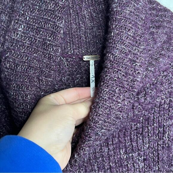 Free People Dylan Purple Tweedy Cowl Neck Chunky Sweater Size XS - Picture 4 of 7